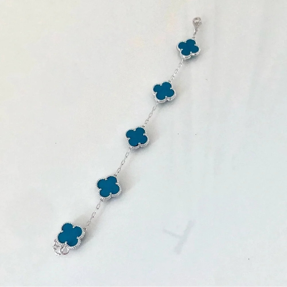 Turquoise Quatrefoil Clover 5 motifs Bracelet